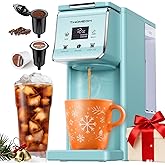 TWOMEOW K Cup Coffee Maker With Bold Setting, Single Serve Hot & Iced Coffee Maker for K-Cup and Grounds, 52oz Removable Water Tank, 6 to14oz Brew Sizes, Pod Coffee Machine With Reusable Filter, Blue