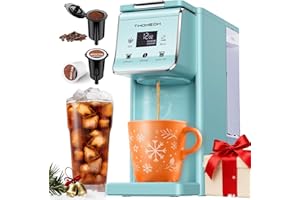 TWOMEOW K Cup Coffee Maker With Bold Setting, Single Serve Hot & Iced Coffee Maker for K-Cup and Grounds, 52oz Removable Water Tank, 6 to14oz Brew Sizes, Pod Coffee Machine With Reusable Filter, Blue