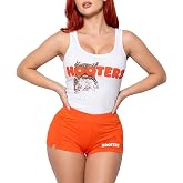 Ripple Junction Hooters Girl Iconic Waitress Outfit Includes Tank Top and Shorts Set Officially Licensed