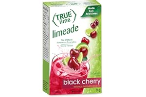 True Lime Black Cherry Limeade Drink Mix, 10 Single-Serve Packets, Water Enhancer, Stevia Sweetened, 10 Calories per Packet