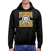 Hybrid Sports NFL - Pittsburgh Steelers - Stacked Banner Circle - Men's and Women's Pullover Hooded Fleece Sweatshirt - Size X-Large - BLACK