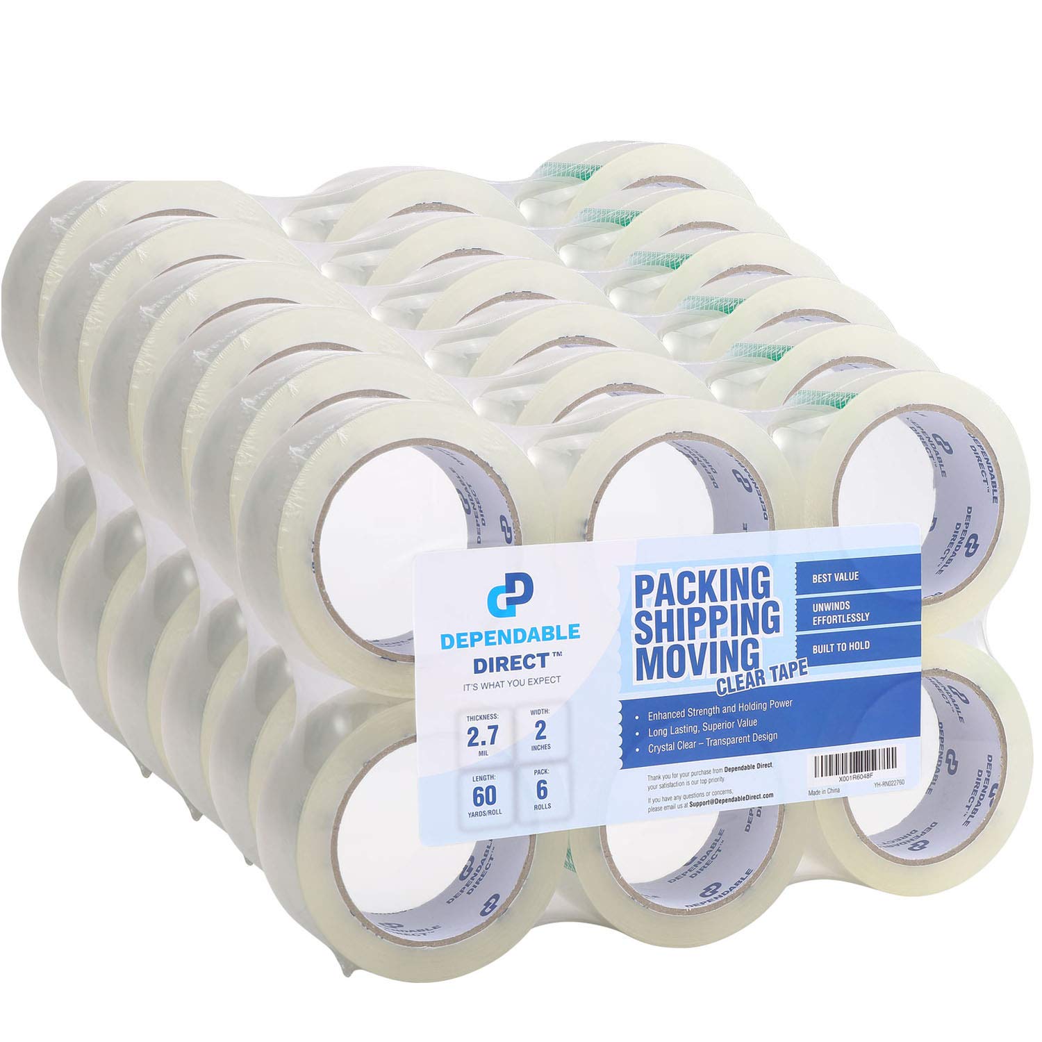 6 Rolls Industrial Grade Clear Packing Tape Acrylic Adhesive Heavy Duty