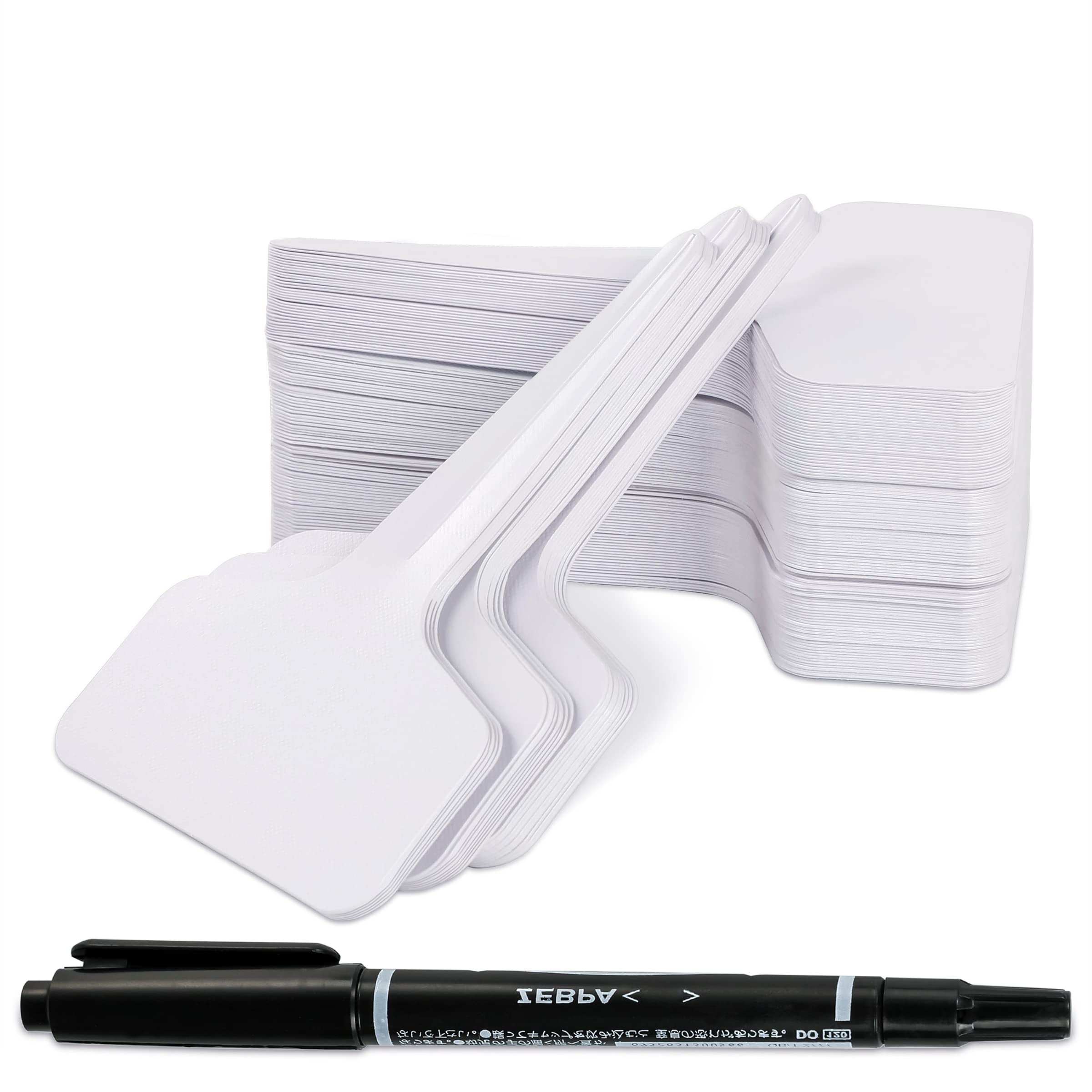 200Pcs 4 Inch T-Type Plant Name Tags Garden Labels Markers Plant Labels and Pen for Outdoor Plants - Waterproof Plastic Stakes for Outdoor Nursery