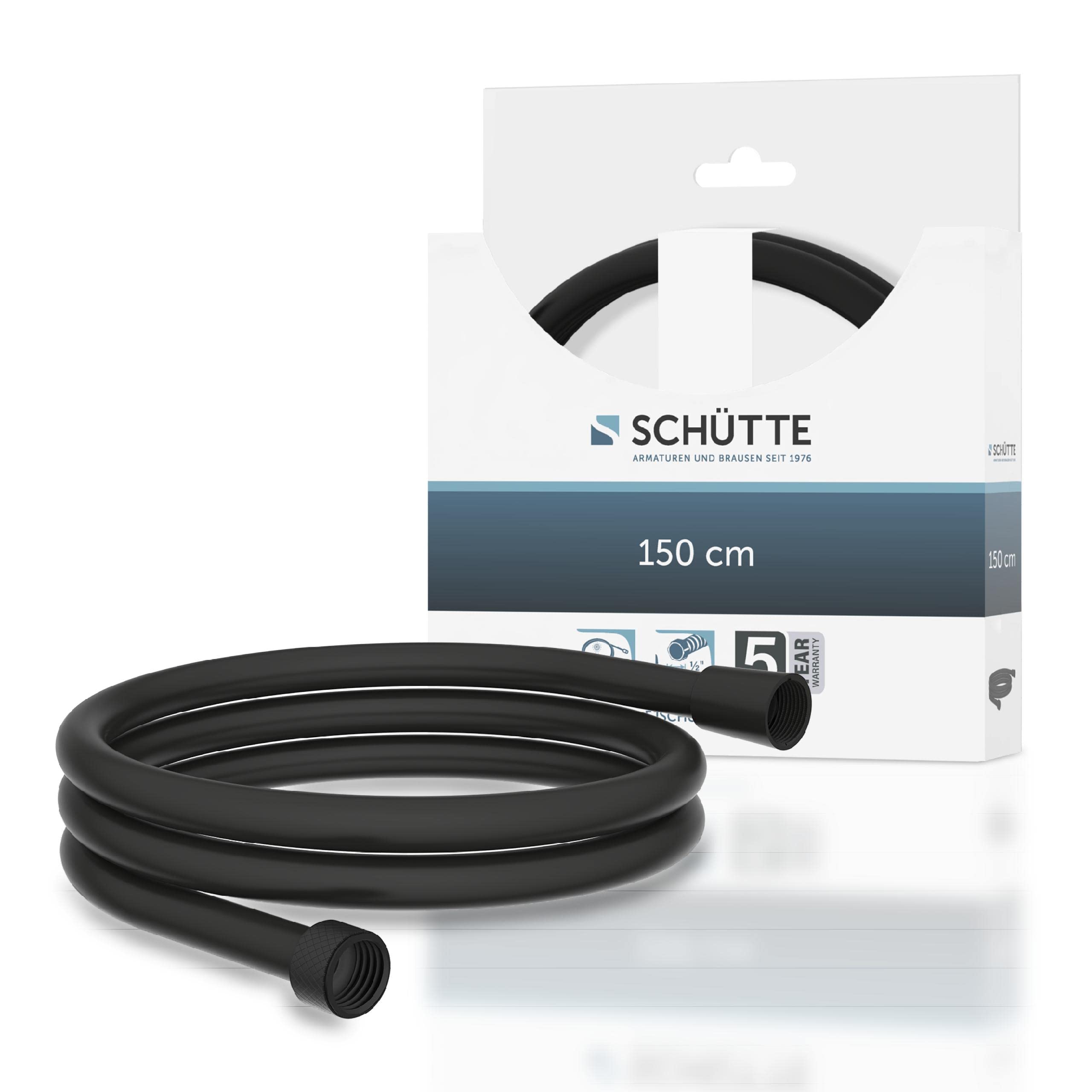 Schütte 63877 Black 1.5 m Twist Protection 150 cm Length Made of Plastic | Shower Head Hose with Universal Connection | matt