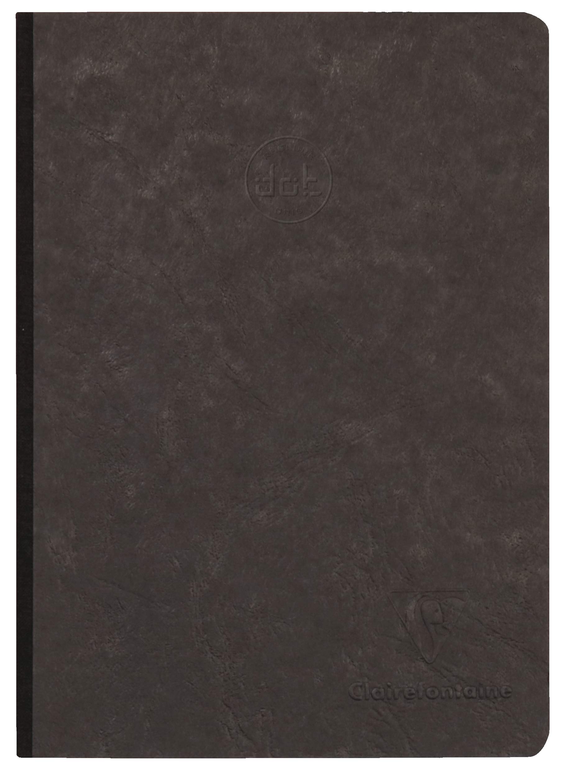 Clairefontaine 795431C Age Bag Collection A Stitched Notebook with Black Cloth Spine - A5 14.8x21 cm - 192 DOT Pages - 90 g White Paper - Leather Card Cover