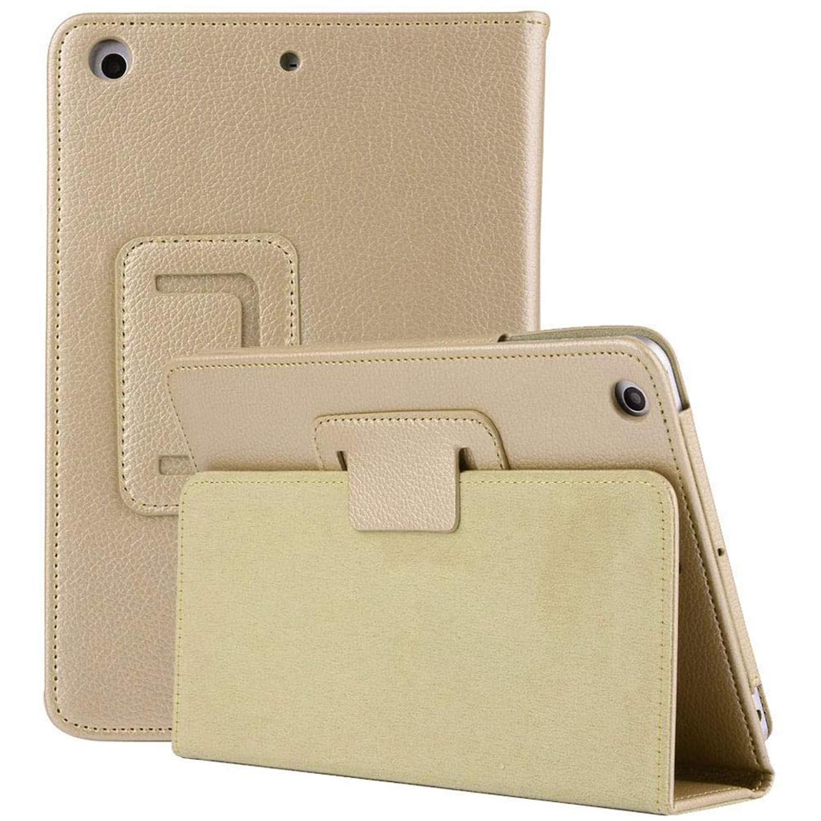 Leather Flip Stand Folio Case Plain Cover for Apple iPad Air 5th,6th Generation 2017-2018 (Gold)