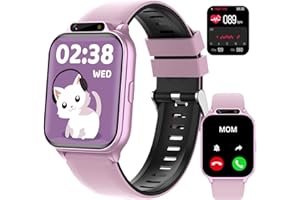 TIXPC Kids Waterproof Smart Watch Girls with Fitness Tracker Sports Activity Pedometer Heartrate SpO2 Stress Monitor Flashlight APP HD Touch Screen Camera Games Music for 4-13 Year Old Girls Gifts for Kids