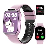 Kids Waterproof Smart Watch Girls with Fitness Tracker Sports Activity Pedometer Heartrate SpO2 Stress Monitor Flashlight APP HD Touch Screen Camera Games Music for 4-13 Year Old Girls Gifts for Kids