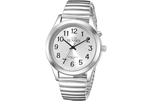 FIVE SENSES English Talking Watch for Seniors Women Talking with Day-Date Loud Alarm Clock Visually (Silver White)