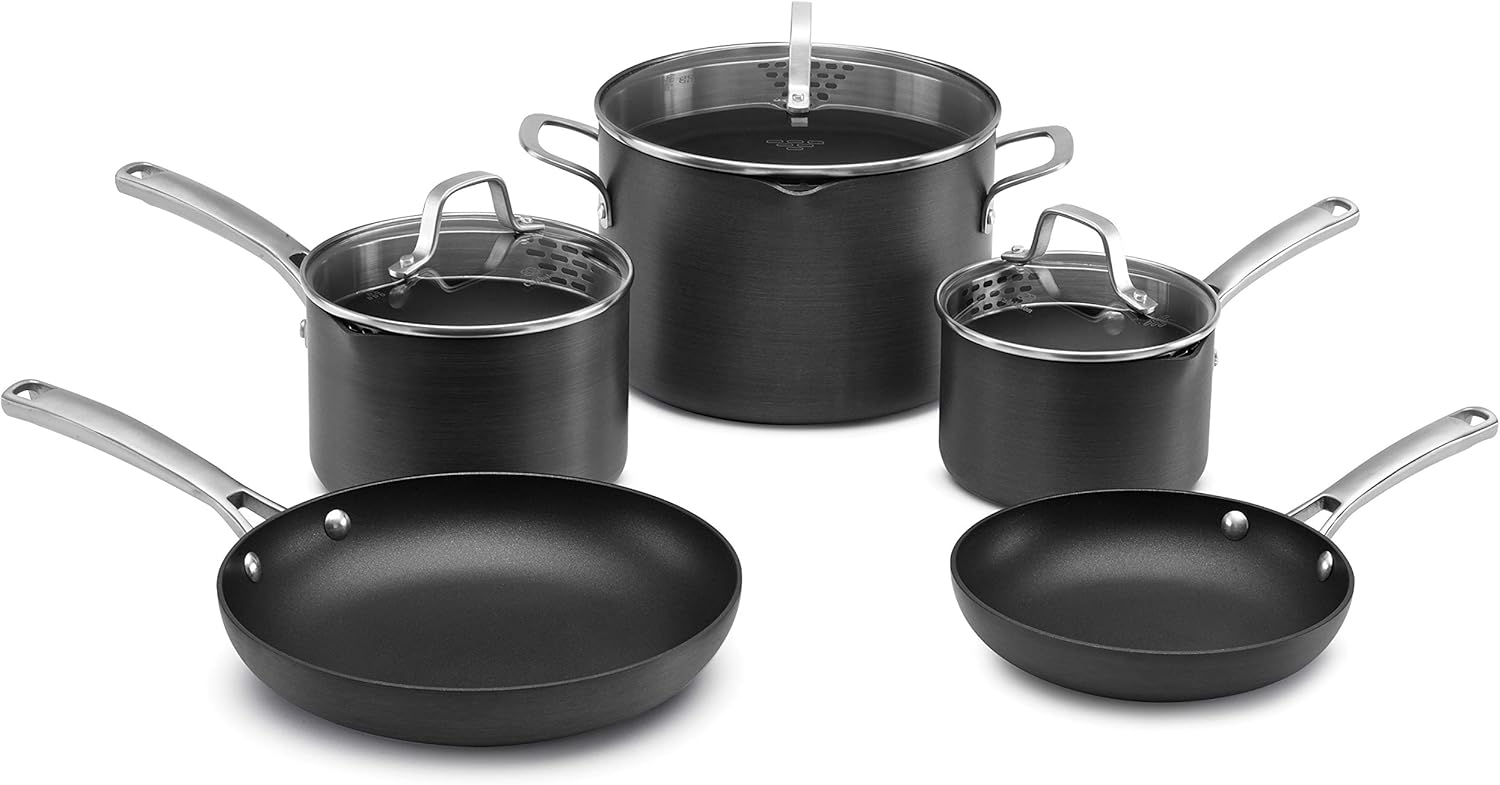 Calphalon Classic Pots And Pans Set, 10-Piece Nonstick Cookware Set, Grey: Kitchen & Dining