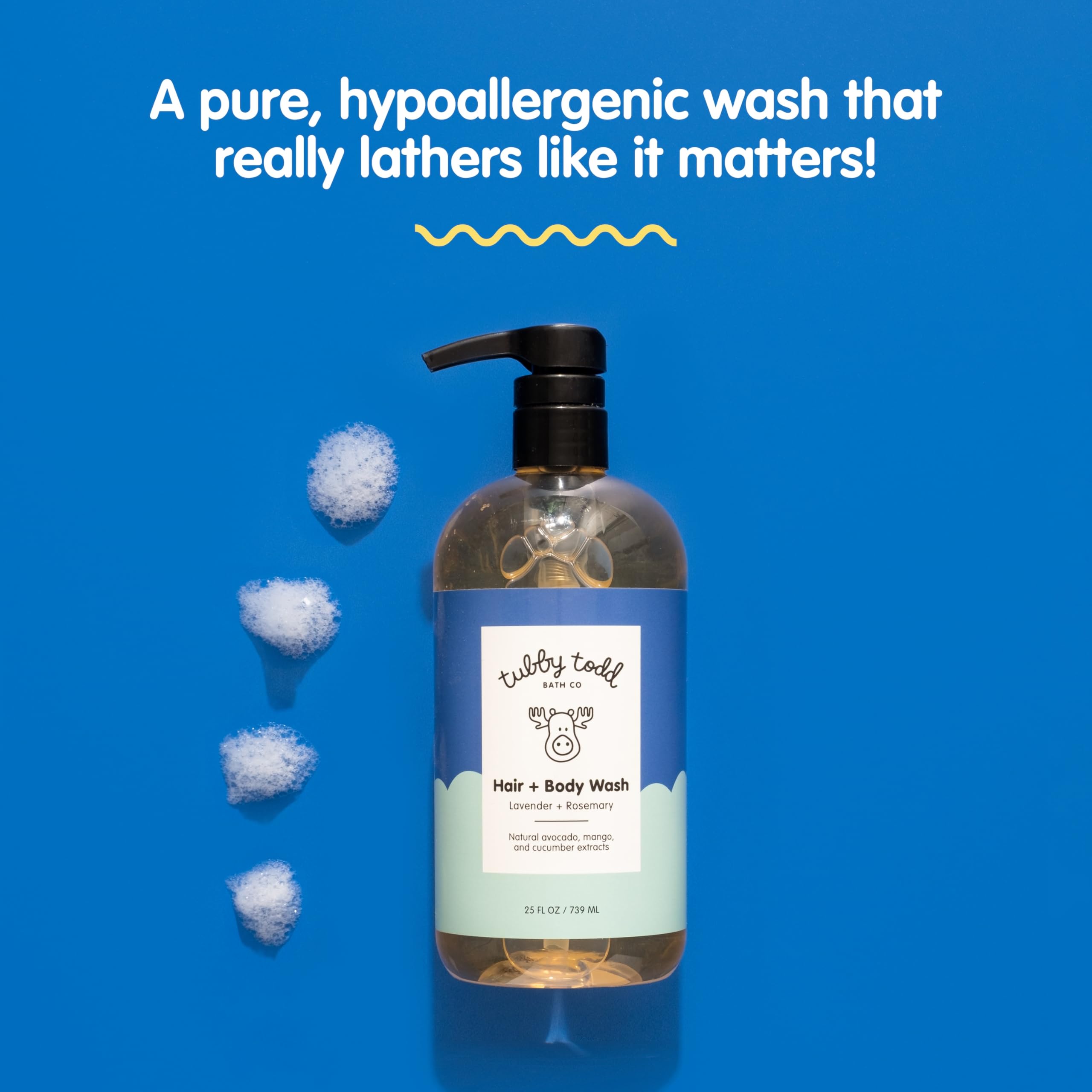 TUBBY TODD Hair + Body Wash - Baby Shampoo and Body Wash - Gentle, Natural Baby Was for Newborns, Babies, and Toddlers - Non-Toxic and Hypoallergenic - Fragrance-Free, 2 Pack, 8.5oz & 25oz