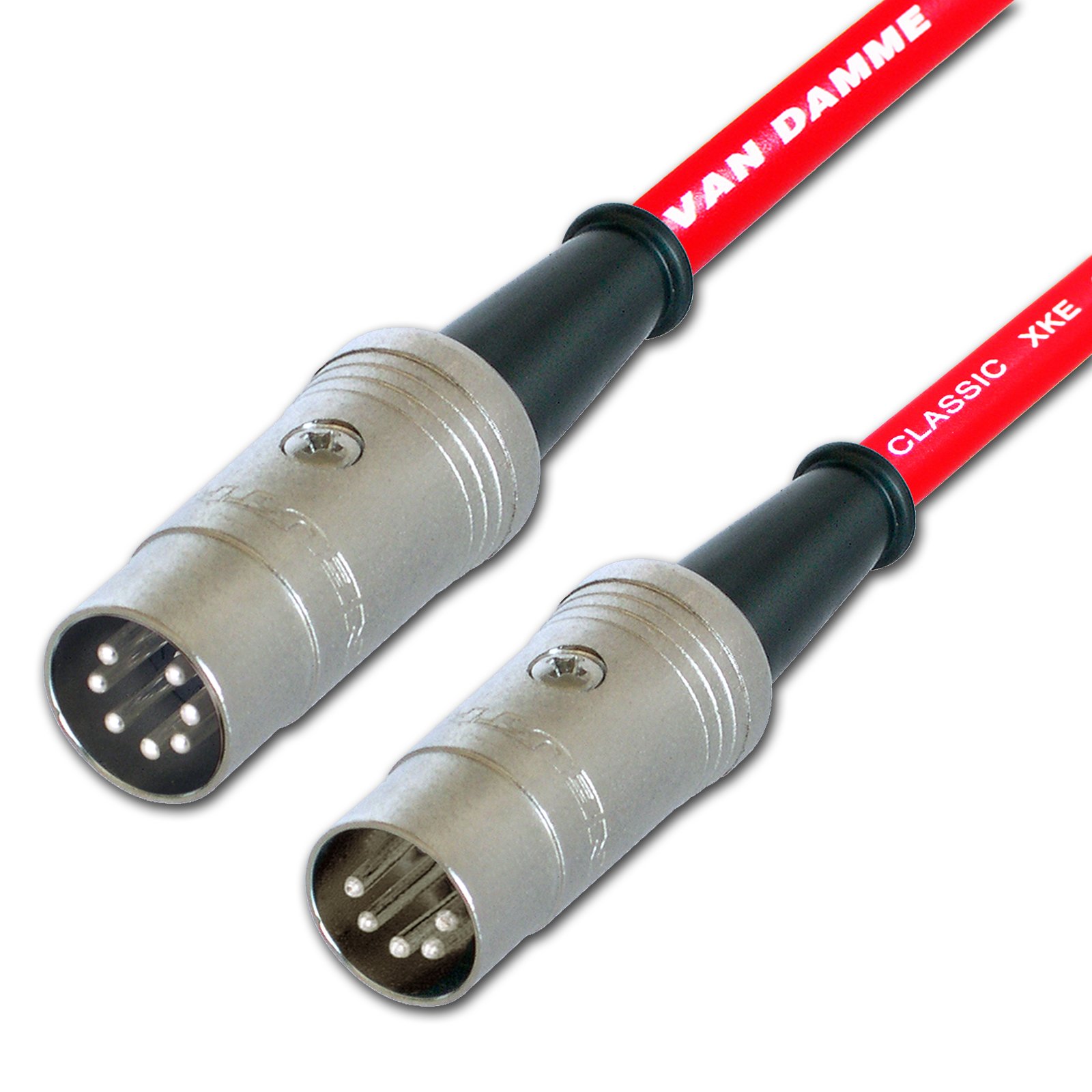 Designacable Van Damme Midi Lead. 5 Pin Din PHANTOM POWER Synth, Interface, Foot Switch Cable (20m, Red)