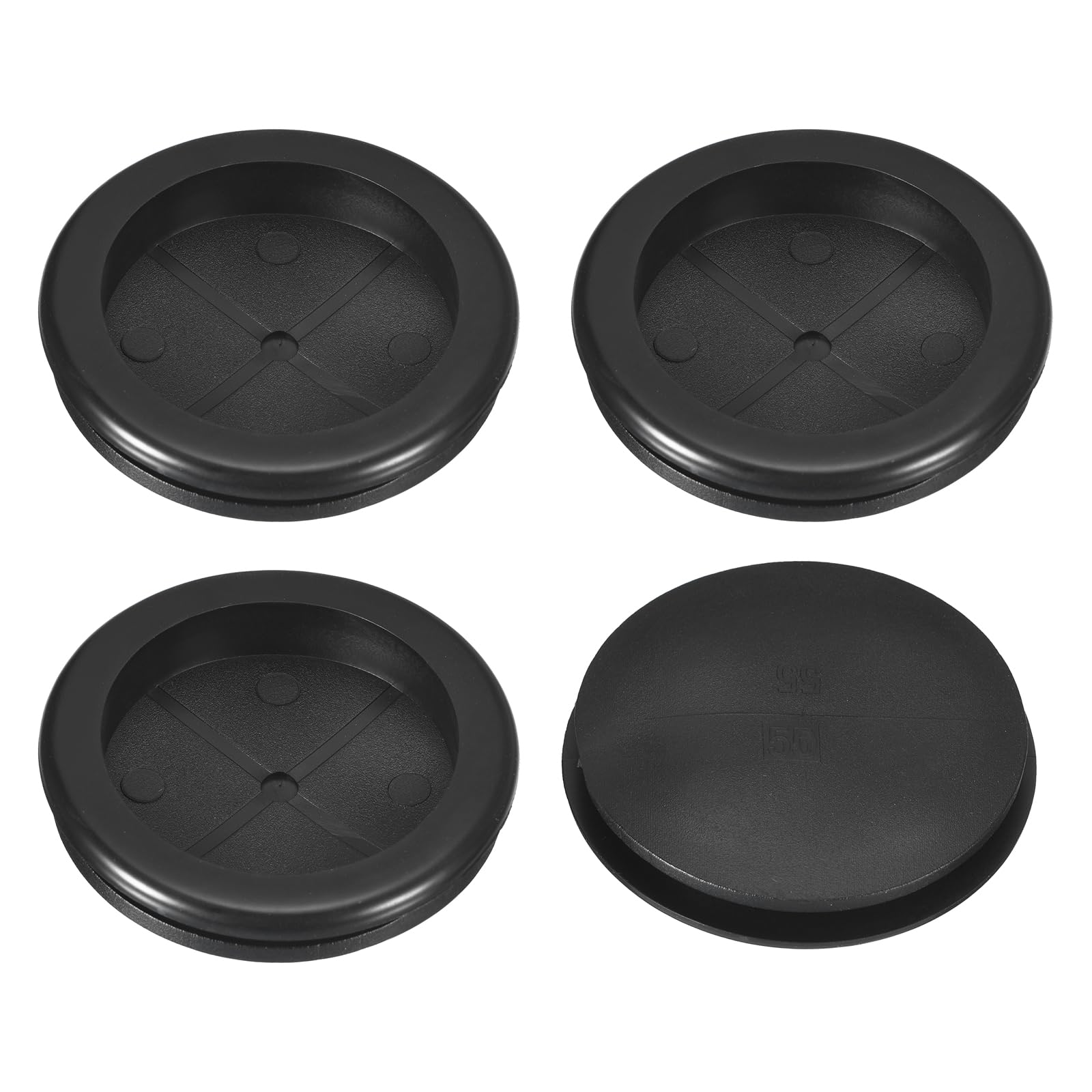 Photo 1 of uxcell 4Pcs Rubber Grommets 2-1/8" (55mm) Drill Hole, 2" (48mm) ID Single Sided Hole Plugs Ring Gasket for Firewall Cable Wire Protecting, Black