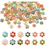 arricraft About 120 Pcs Alloy Enamel Flower Bead Caps, 2 Styles 6 Colors Vintage Filigree Stopper Bead Metal Bead End Caps for DIY Earrings Bracelets Necklace Earrings Jewelry Making