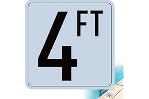 OCQOTAT 4FT Pool Depth Markers, 6x6 Inches Vinyl Stickers, Waterproof Swimming Pool Number Signage, Adhesive Safety Decals for Pool Decks (1 Pack)