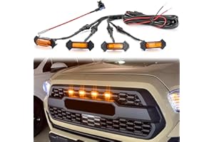 MINGJUE LED Grill Lights for 2016-2022 Aftermarket Toyota Tacoma TRD PRO Grille with Harness & Fuse(Amber light with Amber housing)