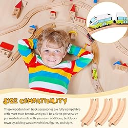 Liliful Pack of 8 Wood Train Track Expansion Packs