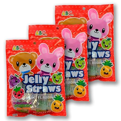 Amazon Com Abc Jelly Straws Assorted Fruit Flavors 300g Pack Of 3