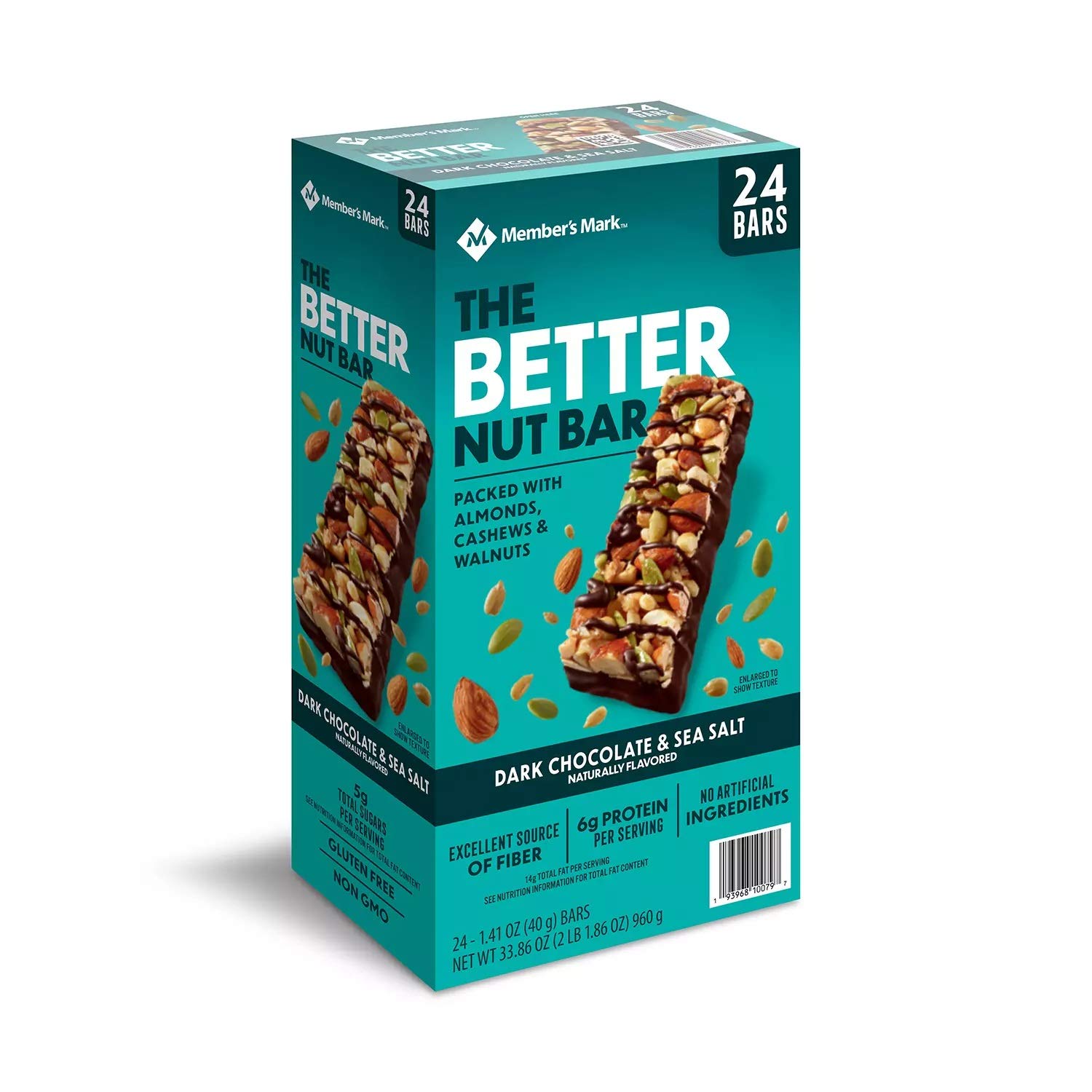 Member's Mark The Better Nut Bar, Dark Chocolate & Sea Salt, 1.4 Oz (24