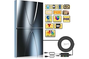 VRAGEY 2025 Updated Strongest TV Antenna,2200 Miles Range Indoor/Outdoor Antenna for Smart TV and All Old TV's,360° Reception Digital TV Antenna for Local Channels-38ft Thick Coax Cable and Amplifier