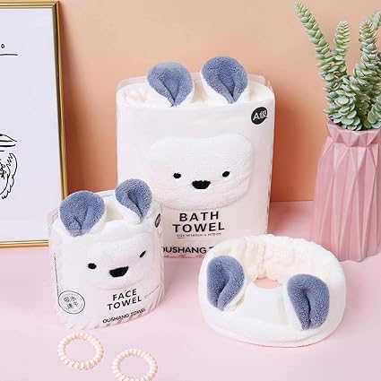 Amazon フェイスタオル バスタオル 洗顔ヘアバンド髪のロープ 入り サンゴフリース製 柔らかい 誕生日 母の日 記念日 先生の日 バレンタインデー 昇進 転居など最適としてのプレゼント 女性お子さんになど適切 バスタオル ホーム キッチン オンライン通販