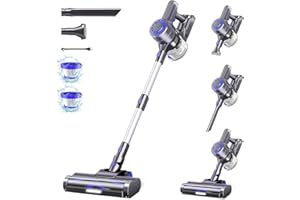 EICOBOT Cordless Vacuum Cleaner, 23Kpa Powerful Suction Vacuum, 6 in 1 Lightweight Cordless Stick Vacuum with 35 Min Runtime Detachable Battery, Cordless Vacuum for Hardwood Floor Pet Hair,Bluegrey