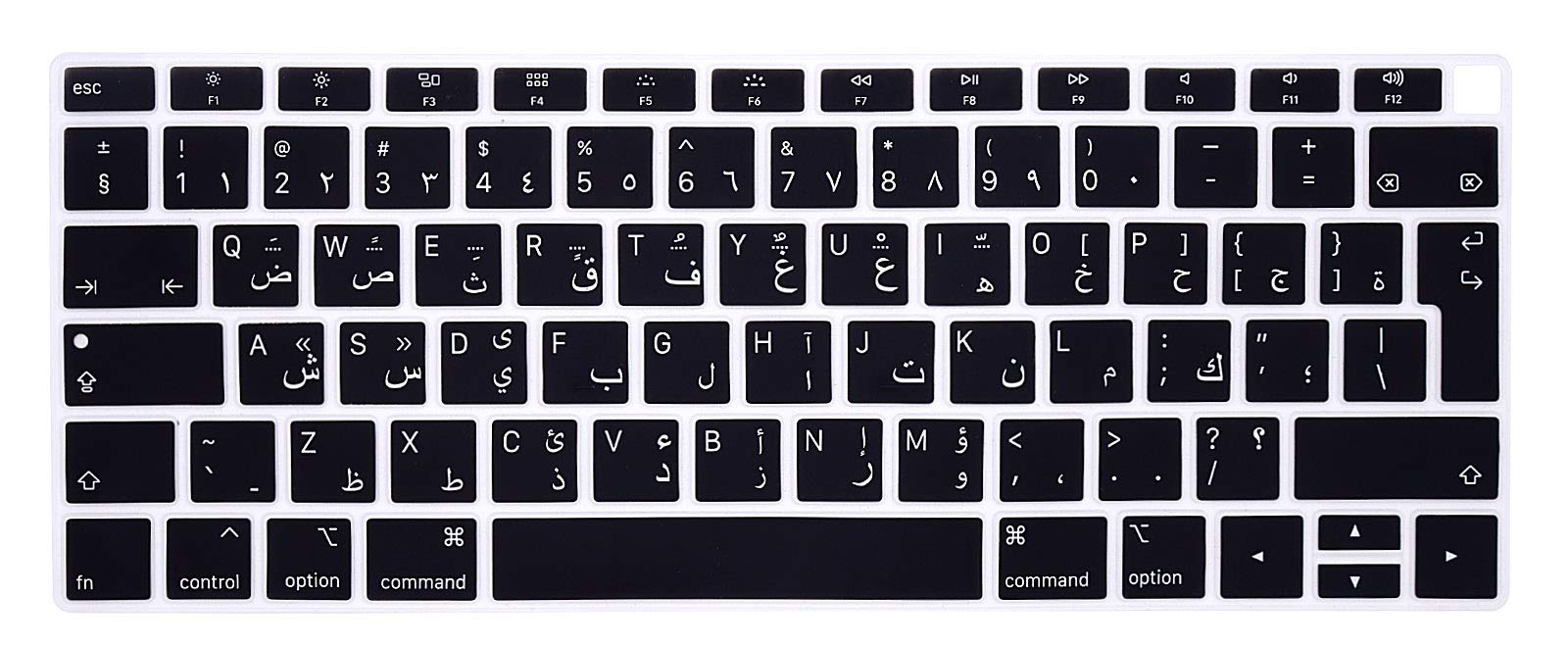 MMDW Arabic Language Keyboard Cover Compatible with MacBook Air 2018 Release 13.3 inch A1932 with Retina Display and Touch ID Silicone Soft Protector,European Version