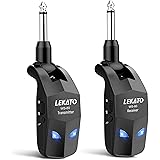 LEKATO 2.4GHz Wireless Guitar System 4 Channels Guitar Wireless Transmitter Receiver System Built-in Rechargeable Lithium Bat