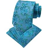 Mens Cravat Tie Set Luxury Floral Pattern Wedding Necktie with Pocket Square Set