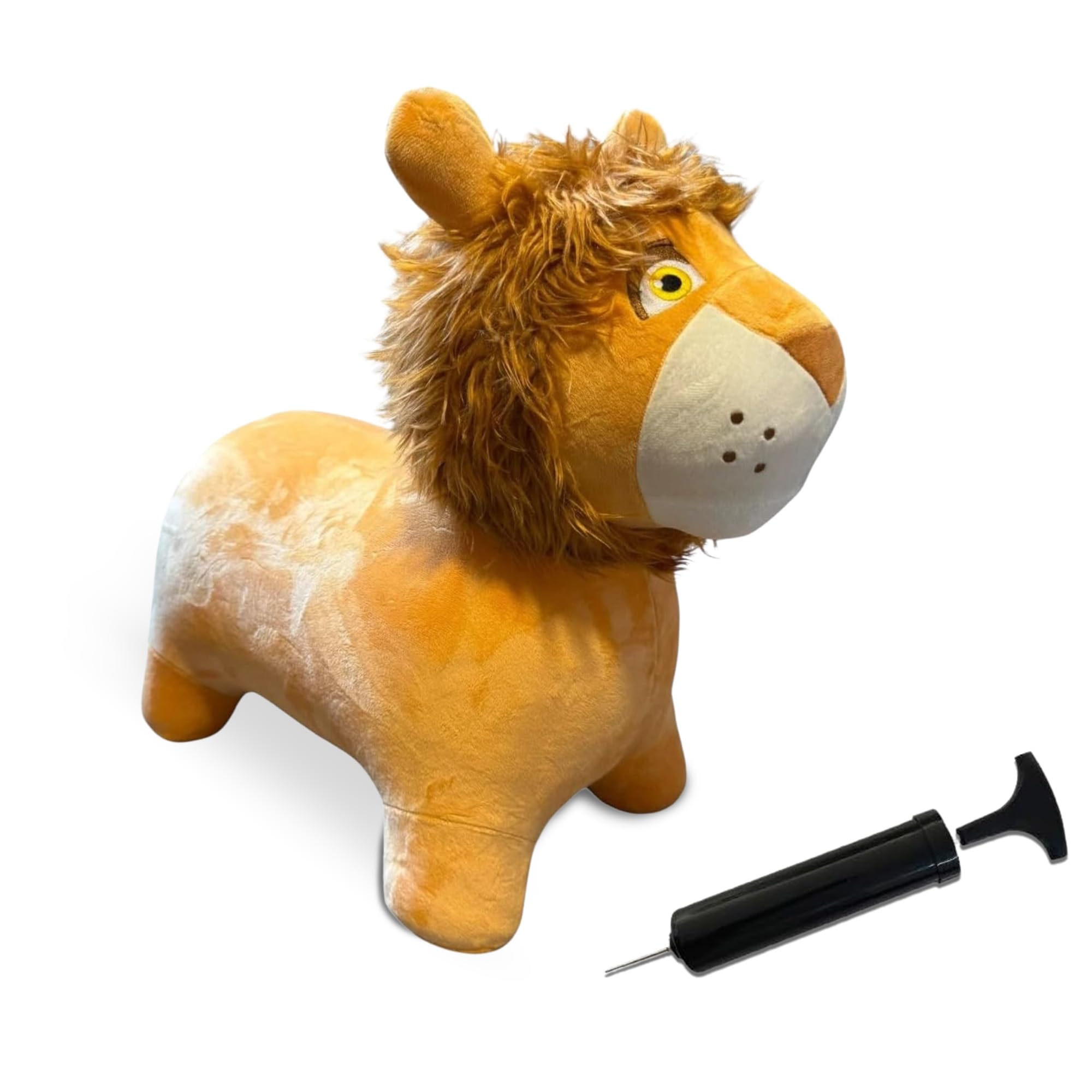 Bouncy Pals Hopper Toys – Plush Ride-On Inflatable Animals with Pump, Soft & Stable Bouncy Friends for Kids Age 2–5 – Dragon, Unicorn, Cow & Lion – Indoor & Outdoor Active Play Gifts - Lion — image 1