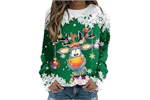 Christmas Sweatshirts Womens Ugly Christmas Sweater Crewneck Long Sleeve Funny Xmas Sweater Holiday Pullovers