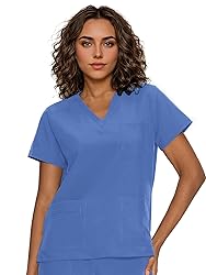 floralhue Scrub Tops for Women, Curved V-Neck Scrub