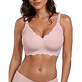 HORISUN Wireless Seamless Bras for Women No Underwire Wavy V Neck Soft Support Full Coverage Comfortable Bra
