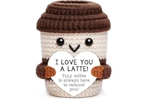 Mini Gift for Him Her Couple Valentine’s Day Romantic I Love You Handmade Crochet Coffee Cup for Boyfriend Girlfriend Birthda