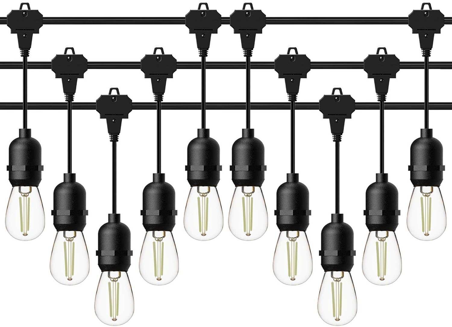 GOODSMANN LED Outdoor Low Voltage String Lights 12V 10PCS Bulbs Hanging Landscape Lighting, 50 FT Light String Weatherproof Decorative Lights Need Work with Low Voltage Transformer 9132-82601-10A : Garden & Outdoor