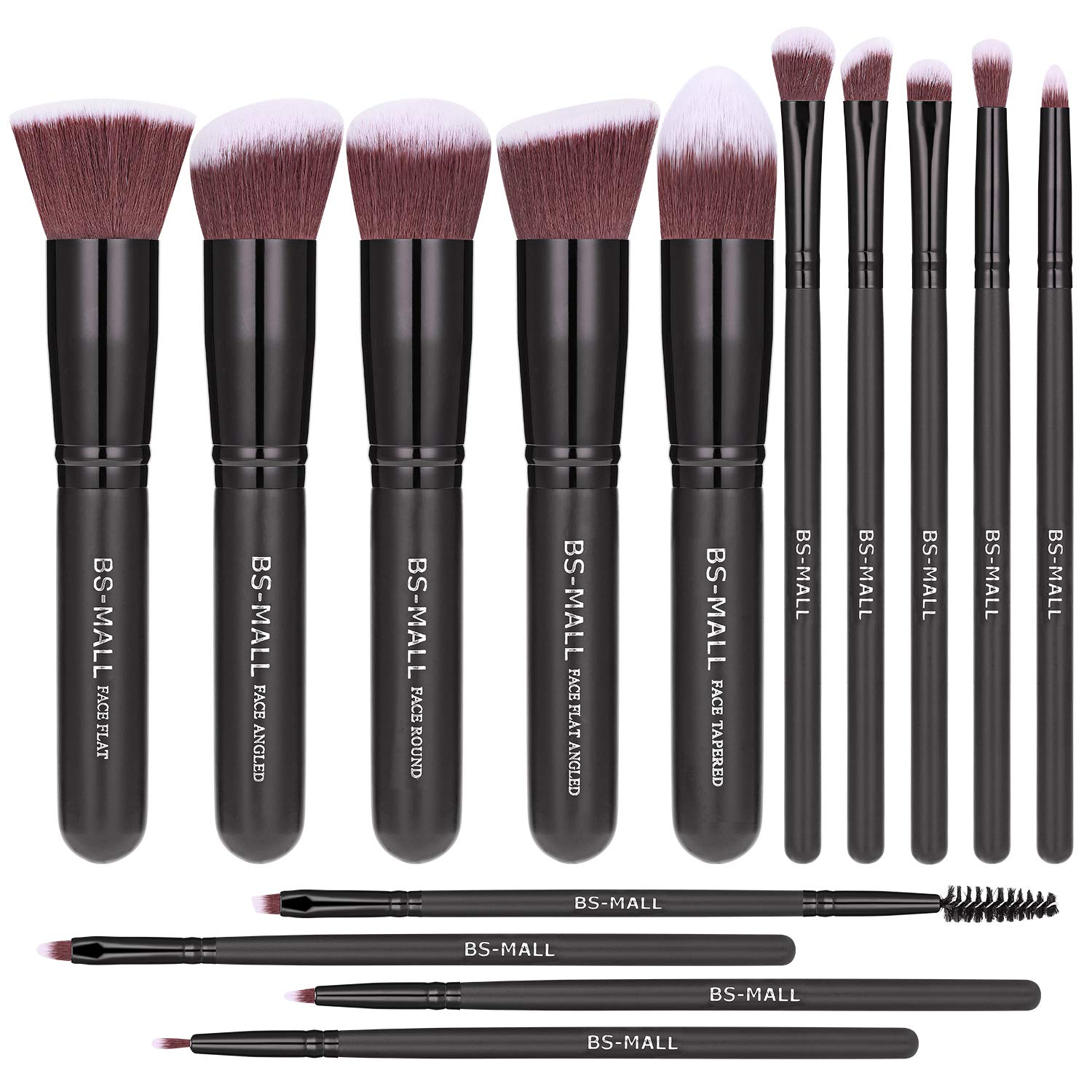 BS-MALL Makeup Brushes Premium Synthetic Foundation Powder Concealers Eye Shadows Makeup 14 Pcs Brush Set, Rose Golden, 1 Count: Beauty