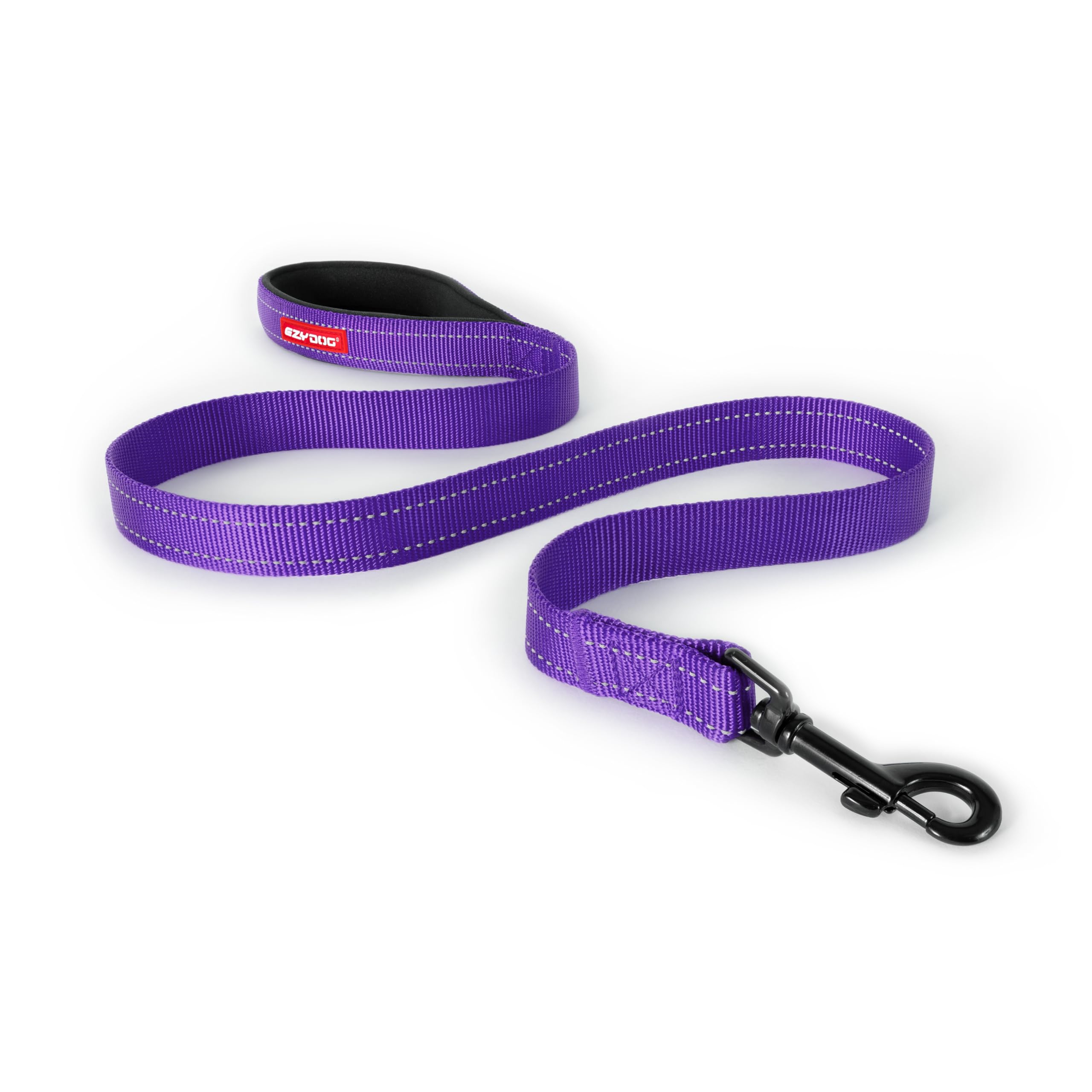 EzyDog Essential Soft Webbing Lead with Neoprene Handle, Reflective, Tough Nylon, Carbon Snap Clip (120cm, Purple)