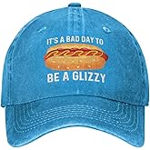 POLIFARMER Hot Dogs Lover Hat It’s A Bad Day to Be A Glizzy Cap for Men Baseball Caps Graphic Caps Blue