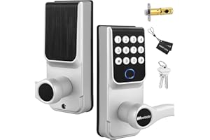 Mxetoobi Keypad Smart Lock with Handle for Front Door, 5-in-1 Control by Fingerprint/Password/APP/E-Key/Key, Simple and Reliable, 12 Months Battery Life, Easy Installation (MT-B16-S)