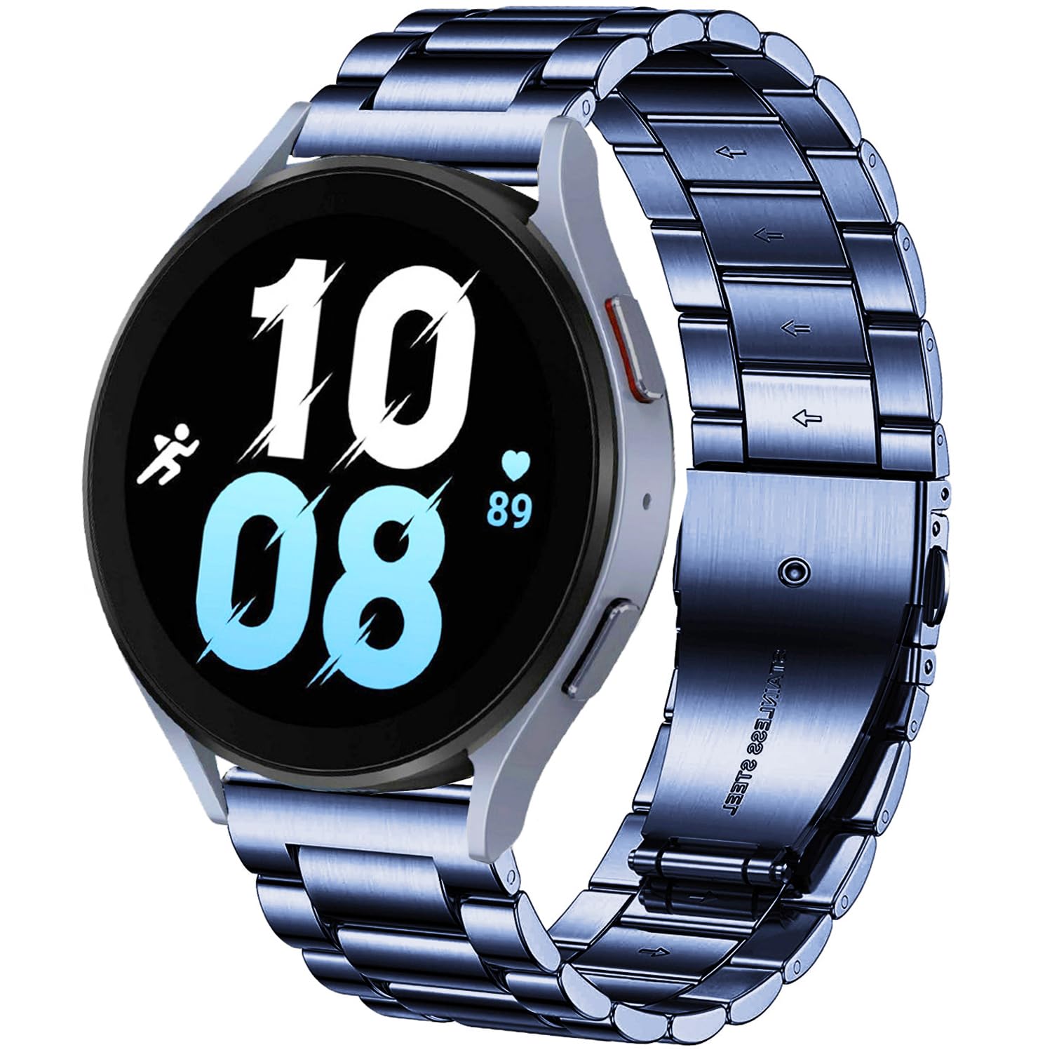 DEALELE Compatible with Samsung Galaxy Watch 6 / 6 Classic / 5 / 5 Pro / 4 / 4 Classic / 3 41mm / Active 2, 20mm Stainless Steel Metal Replacement Strap for Huawei GT2 42mm / GT3 42mm, Blue