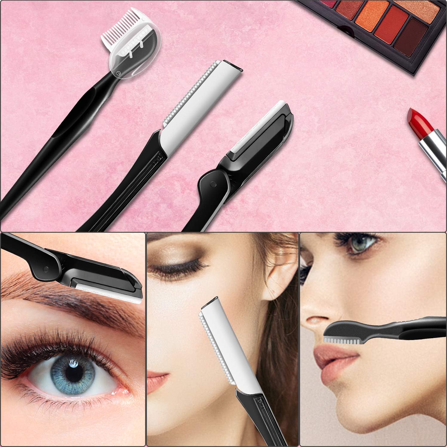 Vextronic Eyebrow Razor,6 in 1 Eyebrow Kit,Multipurpose Exfoliating Dermaplaning Tool Face Razors for Women, Including Facial Trimmer Shaver,Eyebrow Brush,Scissors,Tweezers,Storage Bag: Home Improvement