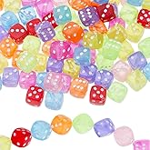 Hobbspring 210Pcs Dice Charming Beads 8mm Colorful Acrylic Beads Cube Loose Beads Random Color Dice Spacer Beads for Jewelry Making Bracelet Necklace Earring Key Chains