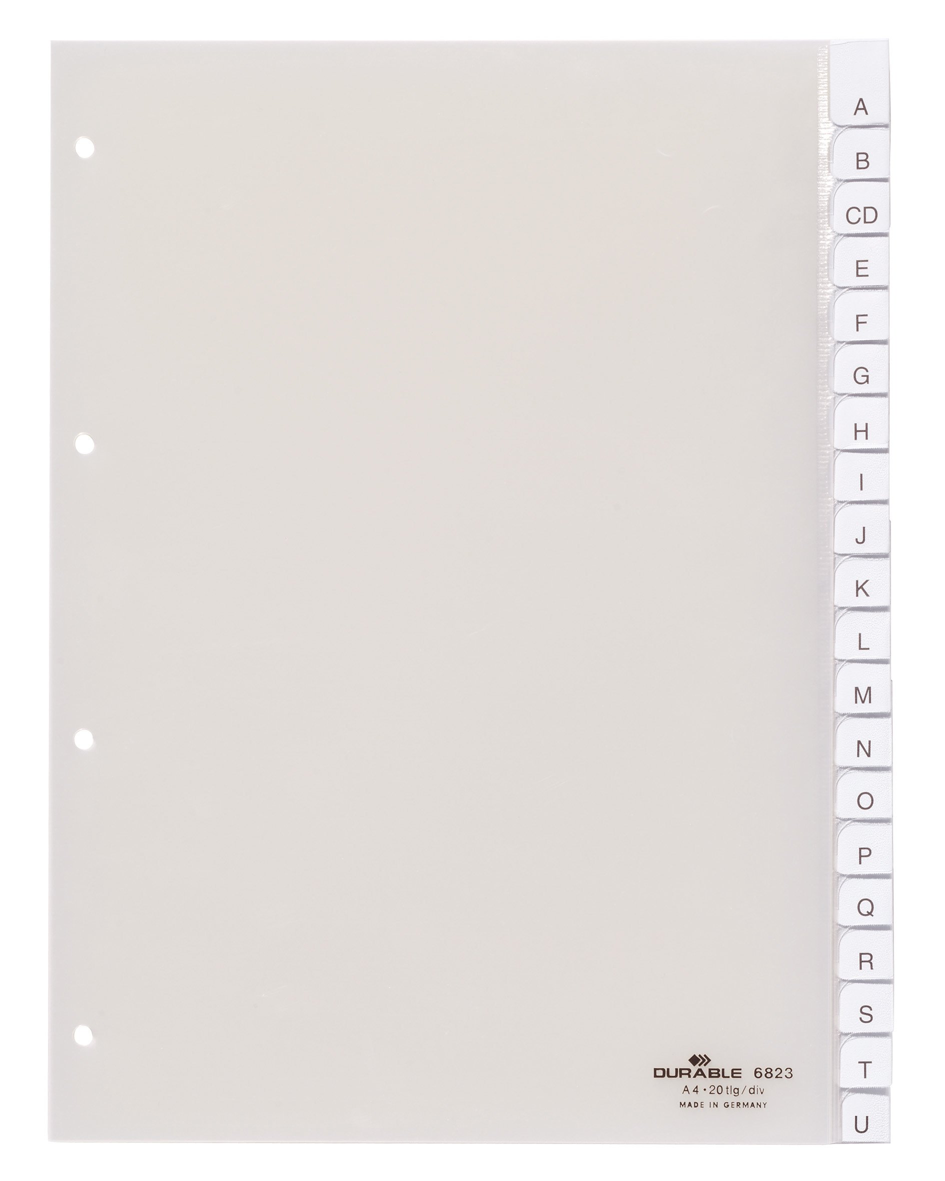 Durable 682319 Blank Index Page Plastic A4 Portrait Completely Covers Pages 0-20 or A-Z Transparent