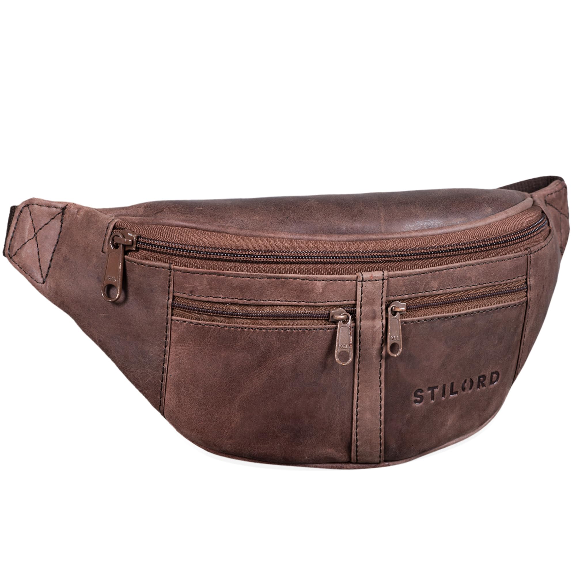 STILORD "Echo" Vintage Bum Bag Leather Pouch Fanny Pack for Men and Women, 7 Inch, Genuine Leather, Vintage Design, Adjustable Strap, Multiple Compartments Colour:Messina - Brown