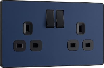 British General BG Evolve Double Switched Power Socket Matt Blue 13A PCDDB22B