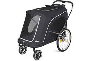 Beberoad Pets R8 Pro Luxury 4-Wheel Foldable Pet Stroller, Dog Stroller & Pet Trailer for Large and Unmovable Dogs, Elderly, Disabled, and Pregnant Dogs - Conveniently Carriable by Bike and Car