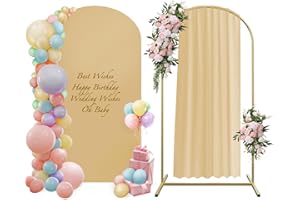 VILDVANDRING Wedding Arch Backdrop Stand and Arch Cover 5ft, Metal Arch Stand & Arch Stand Cover Set with 100 Party Multi-Colored Balloons for Birthday Party Wedding Ceremony Bridal Baby Shower Event Decor