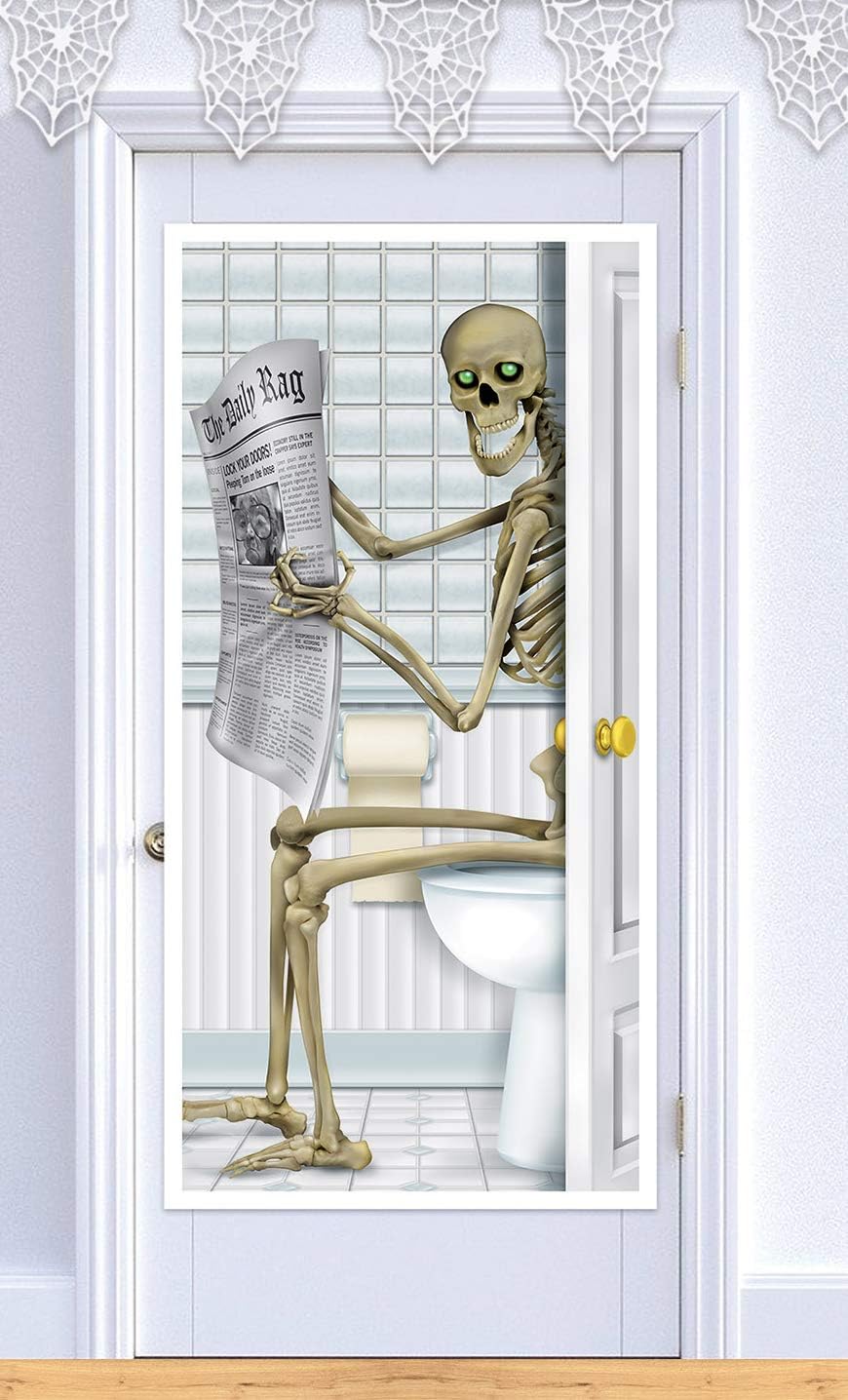 Skeleton Restroom Door Cover Party Accessory (1 count) (1/Pkg): Kitchen & Dining