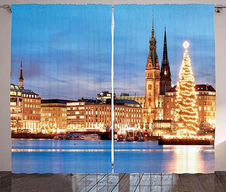 Amazon De Abakuhaus Winter Rustikaler Vorhang Hamburg Deutschland Altstadt Wohnzimmer
