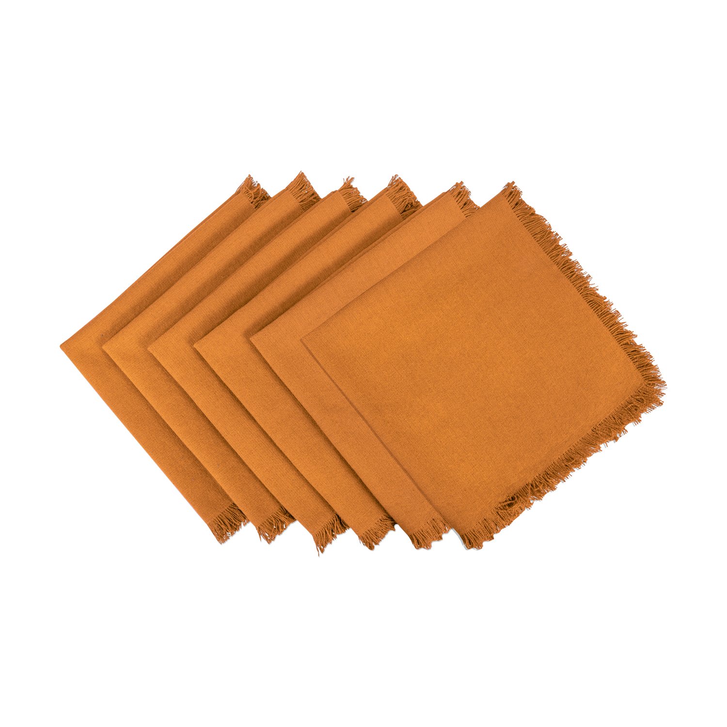 DII Heavyweight Fringed NP Solid S/6 Pumpkin Spice, 20" x 20" (Set of 6)